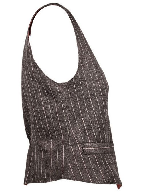 gilet donna  gessato marrone e rosa Good match | AV02-09G20